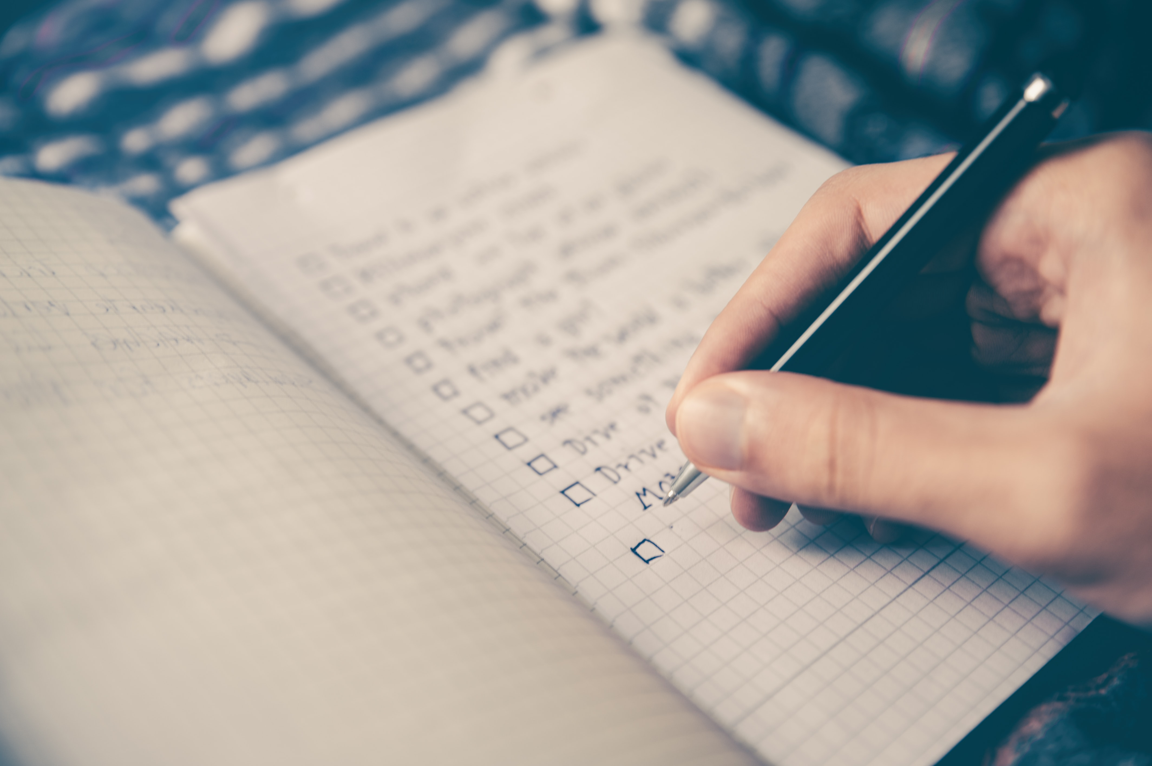 creating a checklist in a notebook
