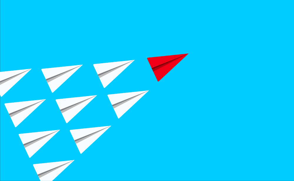 Competitive advantage of a red paper plane