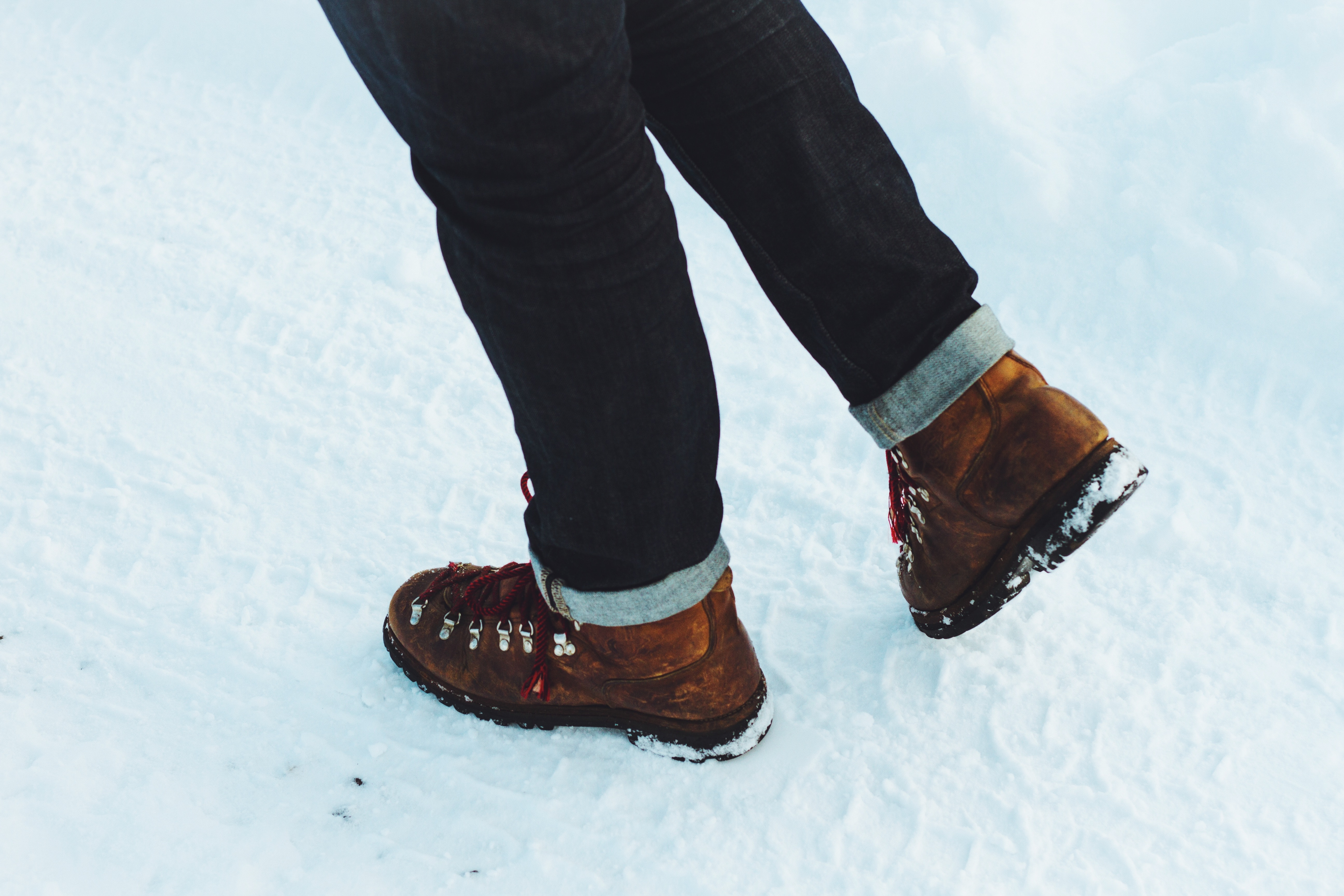 Walking boots in snow